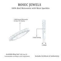 Trellis Set Moissanite Half Eternity Ring