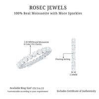Certified Round Cut Moissanite Eternity Band Ring