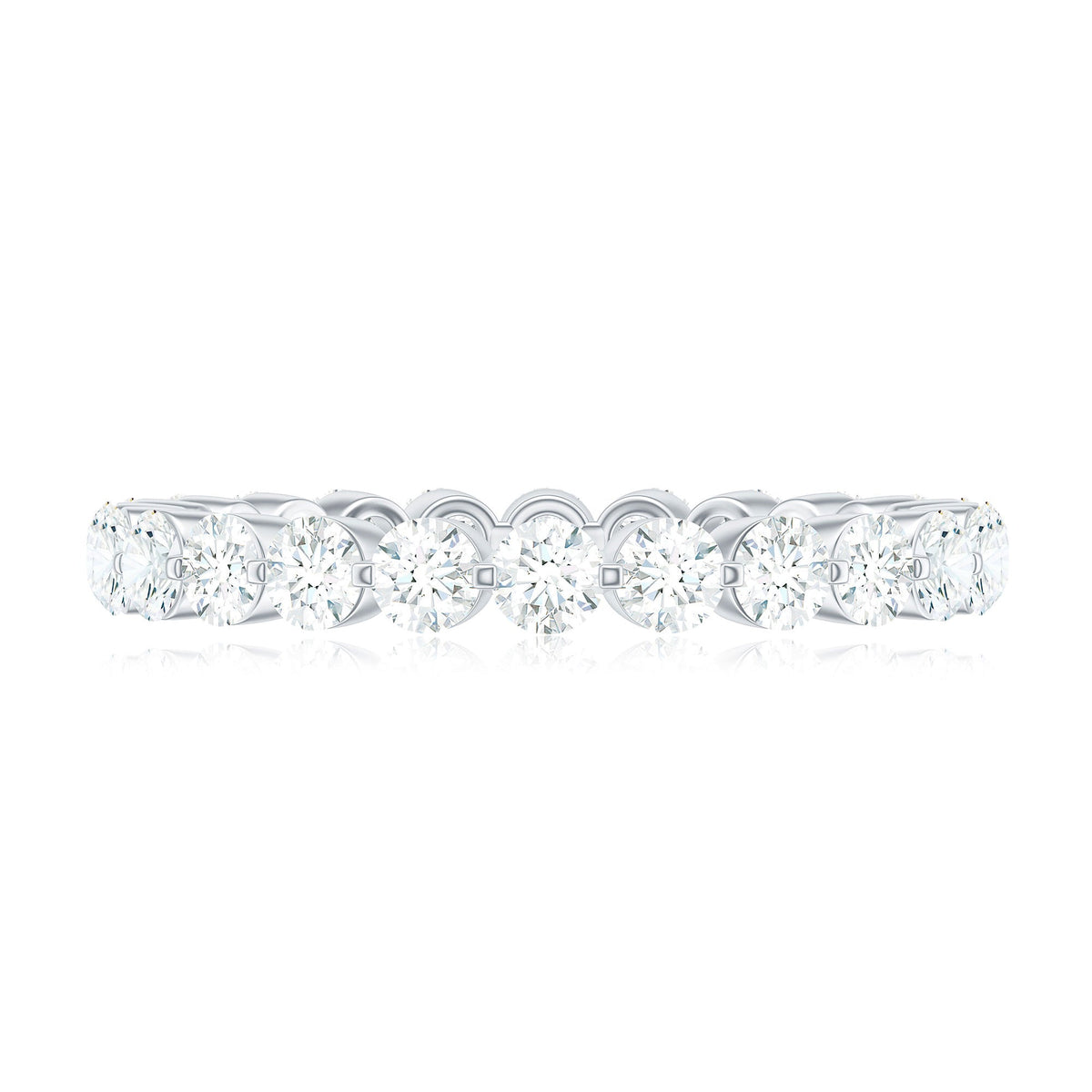 Certified Round Cut Moissanite Eternity Band Ring