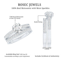 Brilliant Cut Moissanite Round Engagement Ring With Band