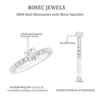 Certified 5 MM Moissanite Traditional Engagement Ring with Side Stones