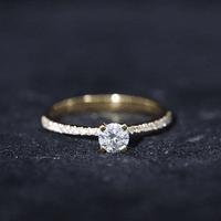 Certified 0.5 Carat Round Moissanite Solitaire Promise Ring