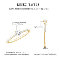 Certified 0.5 Carat Round Moissanite Solitaire Promise Ring