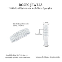 Three Row Moissanite Half Eternity Band Ring