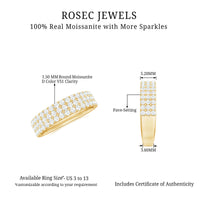Three Row Moissanite Half Eternity Band Ring