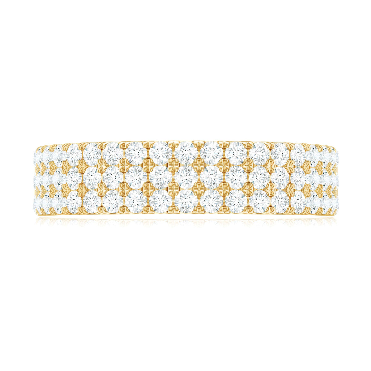 Three Row Moissanite Half Eternity Band Ring