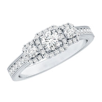 Vintage Style Moissanite 3 Stone Engagement Ring