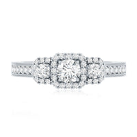 Vintage Style Moissanite 3 Stone Engagement Ring