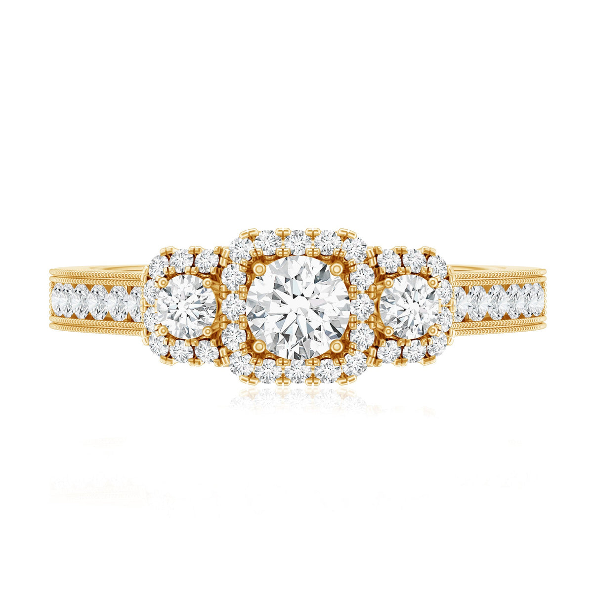 Vintage Style Moissanite 3 Stone Engagement Ring