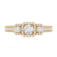 Vintage Style Moissanite 3 Stone Engagement Ring