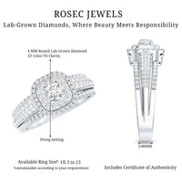Lab Grown Diamond Retro Engagement Ring with Double Halo