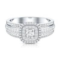 Lab Grown Diamond Retro Engagement Ring with Double Halo