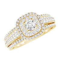 Lab Grown Diamond Retro Engagement Ring with Double Halo