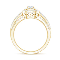 Lab Grown Diamond Retro Engagement Ring with Double Halo