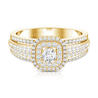 Lab Grown Diamond Retro Engagement Ring with Double Halo