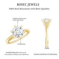 Brilliant Cut Solitaire Moissanite 2 CT Engagement Ring with Certificate