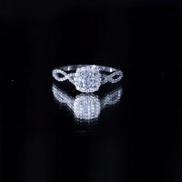Certified Moissanite Halo Engagement Ring with Criss Cross Shank