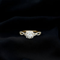 Certified Moissanite Halo Engagement Ring with Criss Cross Shank