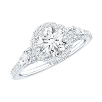 Moissanite Halo Engagement Ring for Her with Certificate