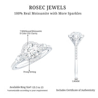 Moissanite Halo Engagement Ring for Her with Certificate