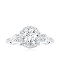 Moissanite Halo Engagement Ring for Her with Certificate
