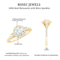 Moissanite Halo Engagement Ring for Her with Certificate