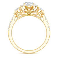 Moissanite Halo Engagement Ring for Her with Certificate