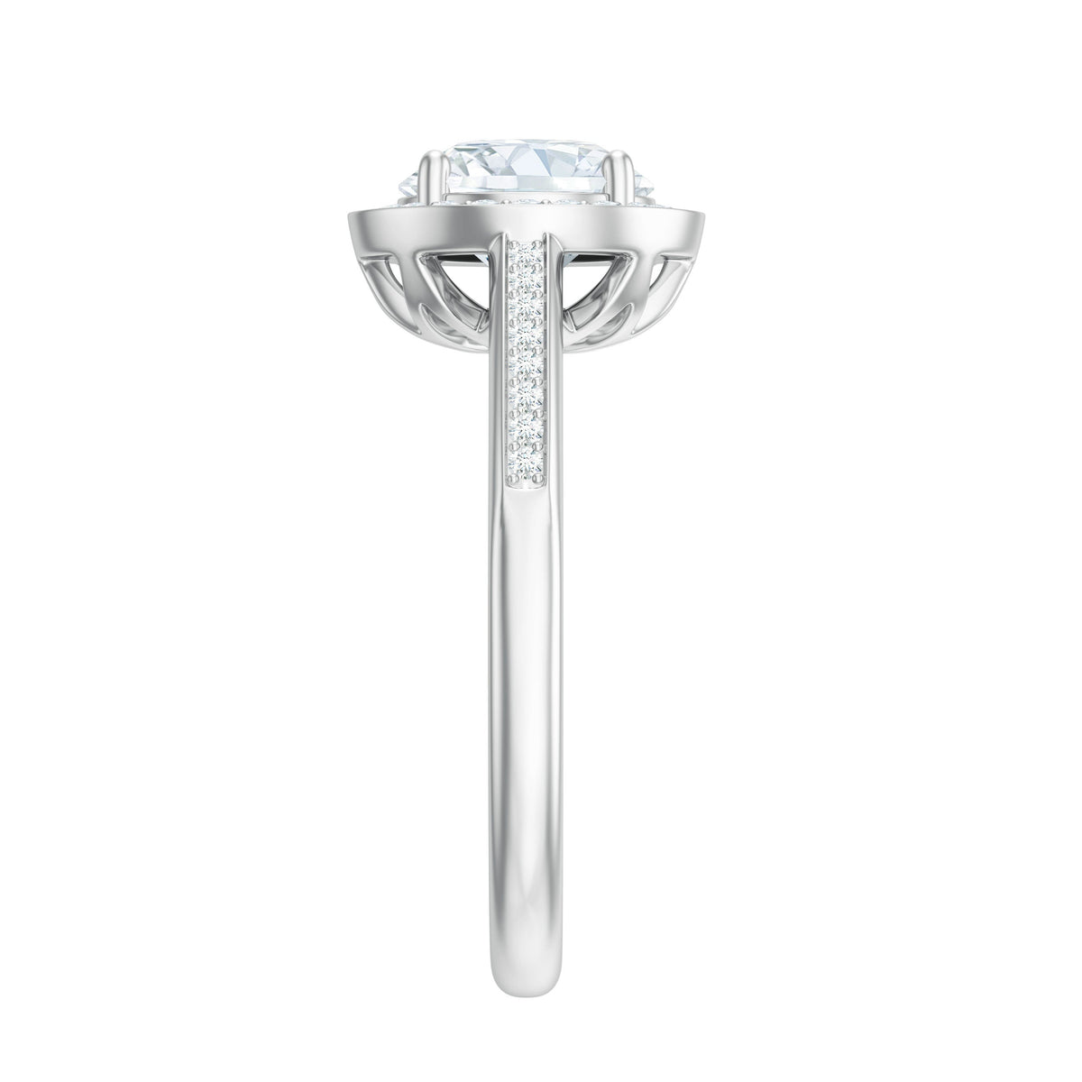 Round Moissanite Halo Engagement Ring with Certificate