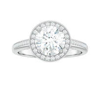 Round Moissanite Halo Engagement Ring with Certificate