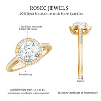 Round Moissanite Halo Engagement Ring with Certificate
