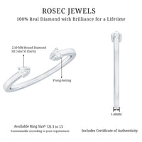 Dainty Diamond Two Stone Open Cuff Ring for Women