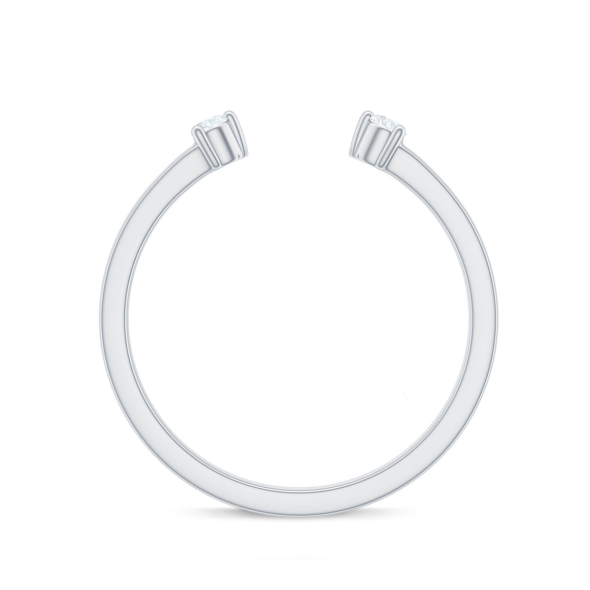 Dainty Diamond Two Stone Open Cuff Ring for Women