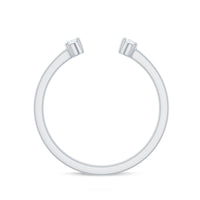 Dainty Diamond Two Stone Open Cuff Ring for Women