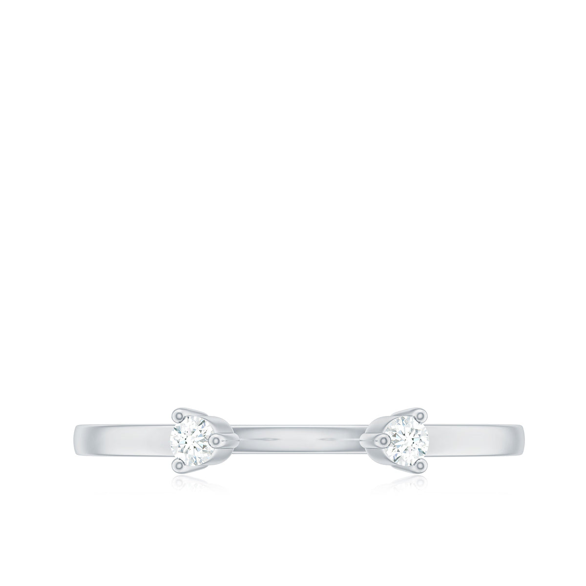Dainty Diamond Two Stone Open Cuff Ring for Women