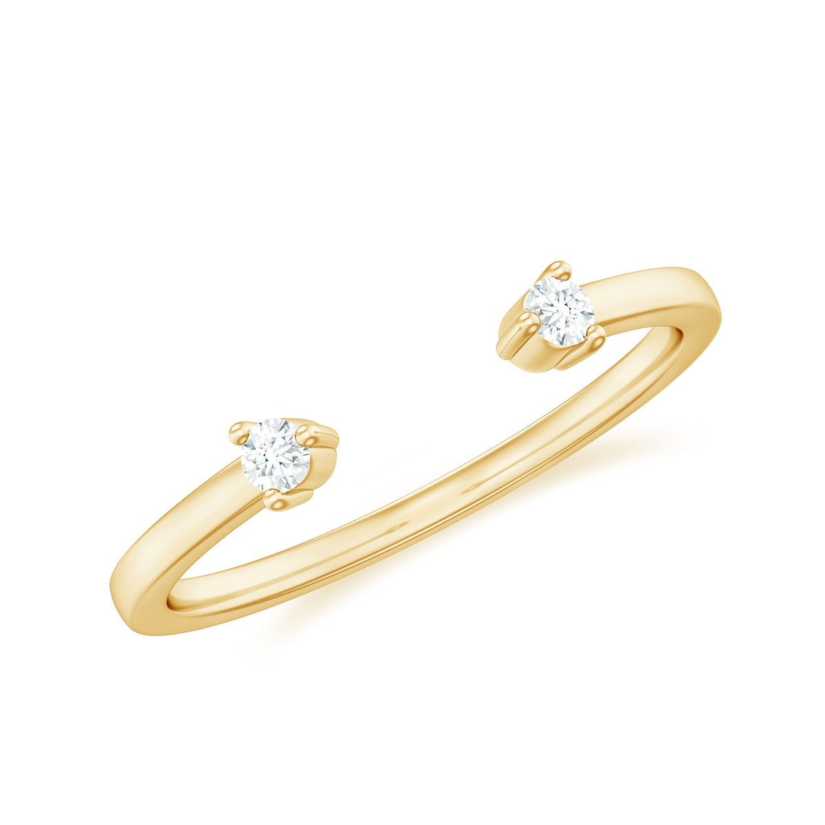 Dainty Diamond Two Stone Open Cuff Ring for Women