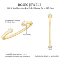 Dainty Diamond Two Stone Open Cuff Ring for Women