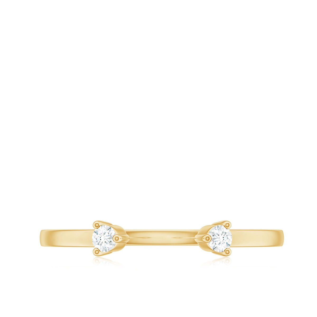Dainty Diamond Two Stone Open Cuff Ring for Women