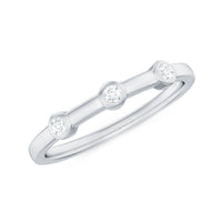 Certified Moissanite Three Stone Stackable Ring in Bezel Setting