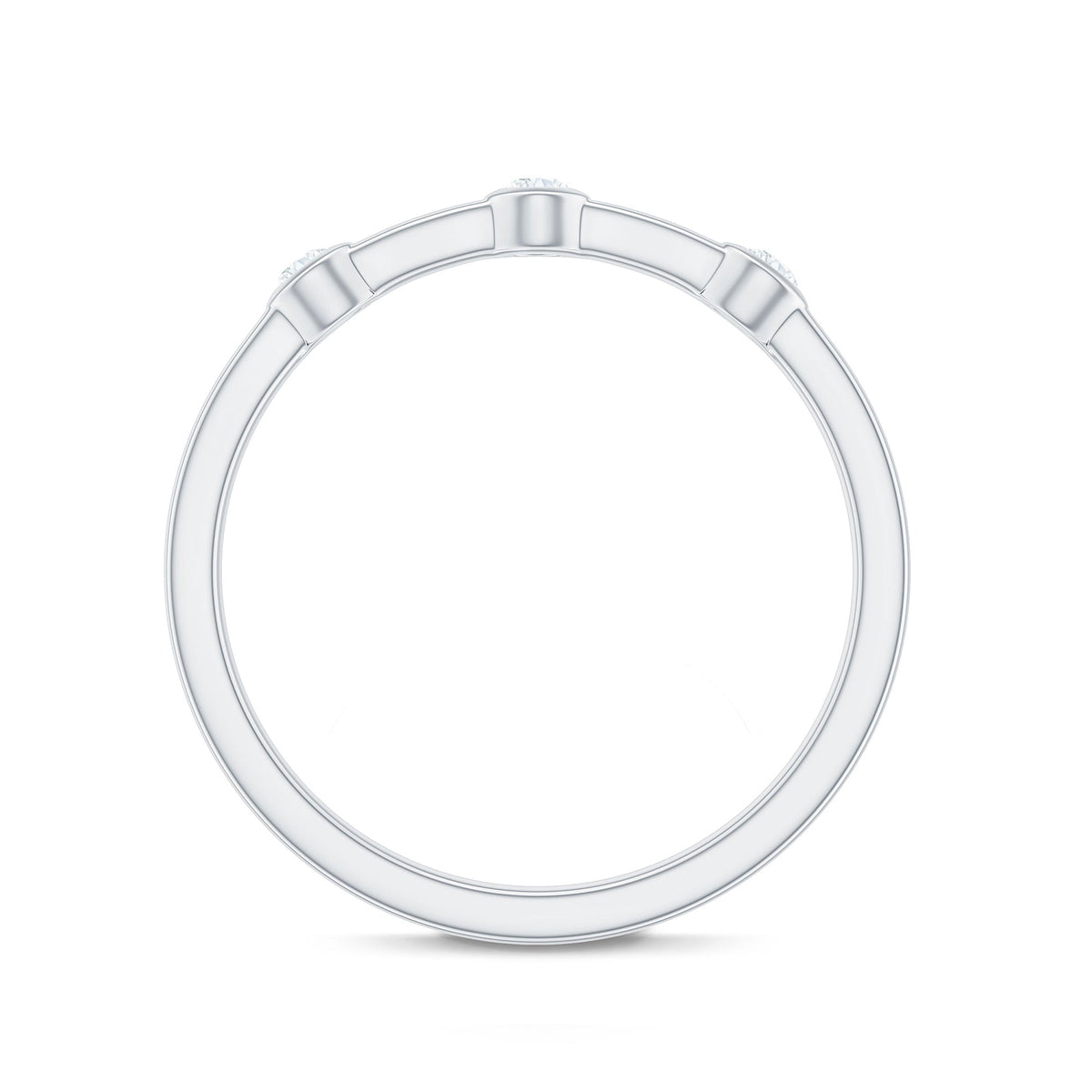 Certified Moissanite Three Stone Stackable Ring in Bezel Setting
