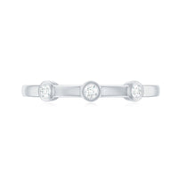Certified Moissanite Three Stone Stackable Ring in Bezel Setting