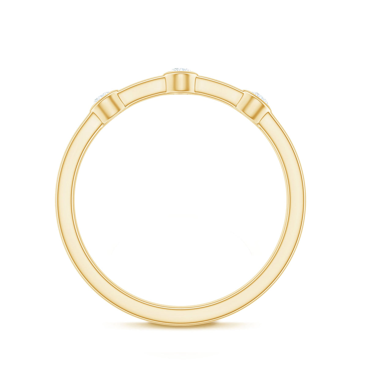 Certified Moissanite Three Stone Stackable Ring in Bezel Setting