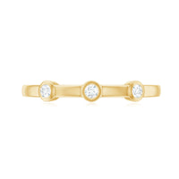 Certified Moissanite Three Stone Stackable Ring in Bezel Setting
