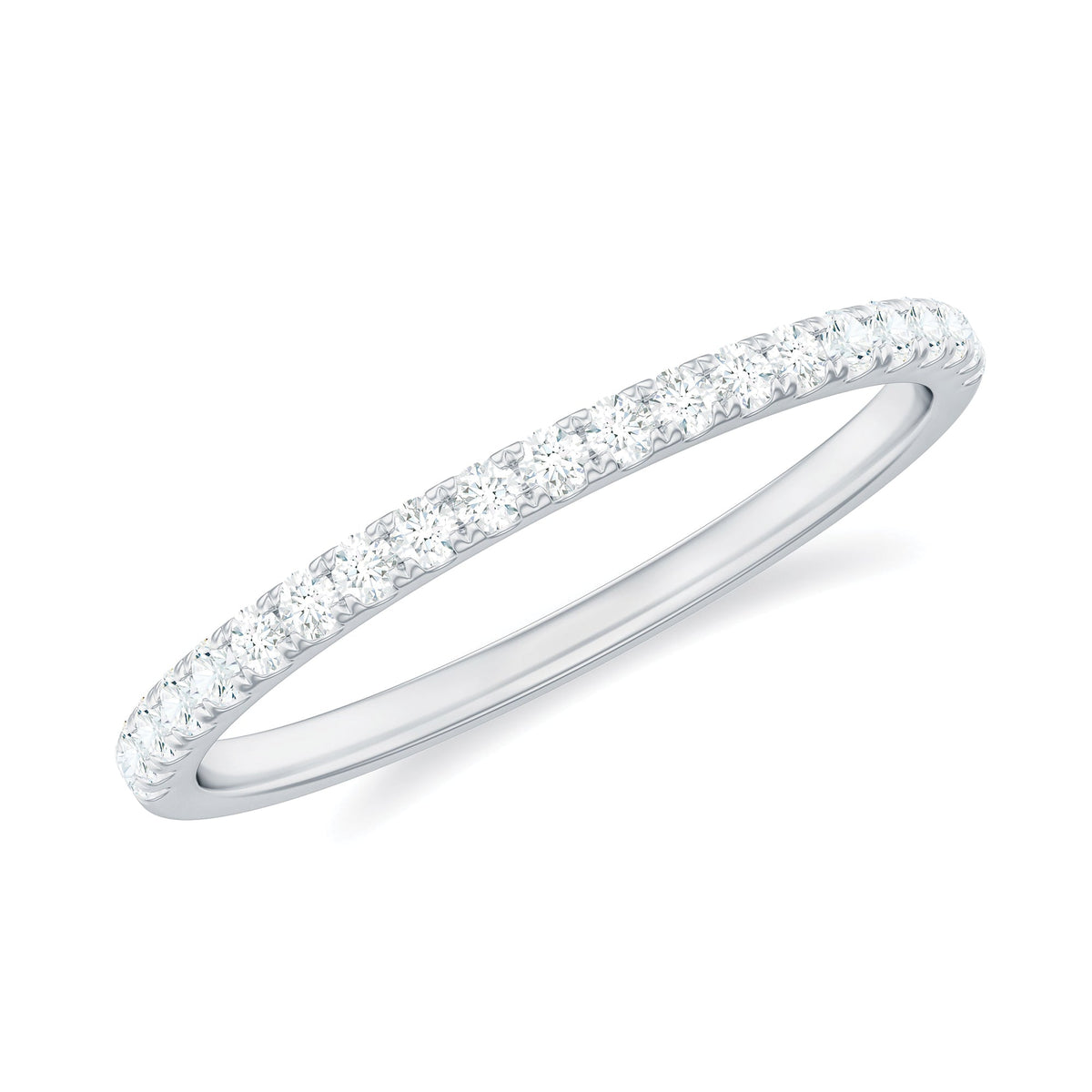 Stackable diamond eternity ring in fish tail setting by Rosec Jewels, featuring sparkling diamonds and a sleek band design.