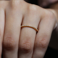 Stackable diamond eternity ring in fish tail setting by Rosec Jewels, featuring a row of sparkling diamonds on a sleek band.