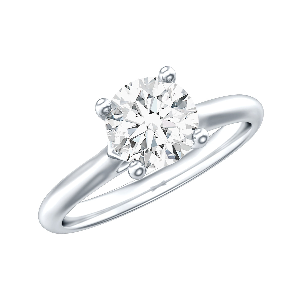 Solitaire Round Cut Moissanite Engagement Ring for Her