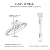 Solitaire Round Cut Moissanite Engagement Ring for Her