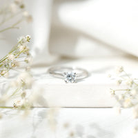 Solitaire Round Cut Moissanite Engagement Ring for Her
