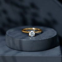 Solitaire Round Cut Moissanite Engagement Ring for Her