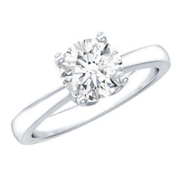 Petal Prong Set Round Moissanite Solitaire Engagement Ring
