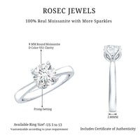 Petal Prong Set Round Moissanite Solitaire Engagement Ring